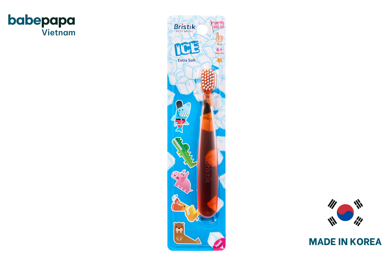 Bàn Chải Đánh Răng Cho Bé Từ 6 Tháng Tuổi Bristik ICE Step 1 – Màu Cam