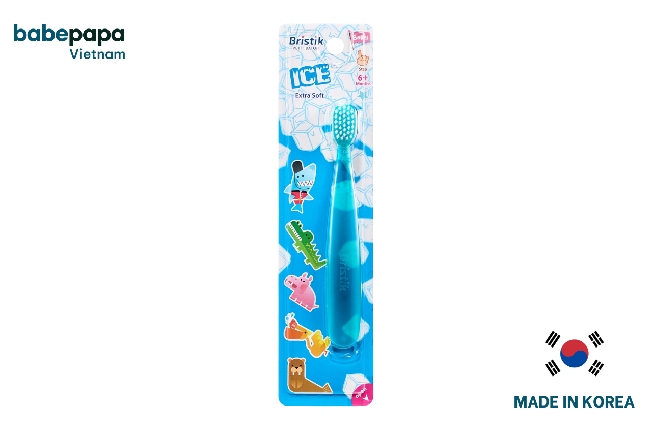 Bàn Chải Đánh Răng Cho Bé Từ 6 Tháng Tuổi Bristik ICE Step 1 – Màu Xanh Dương