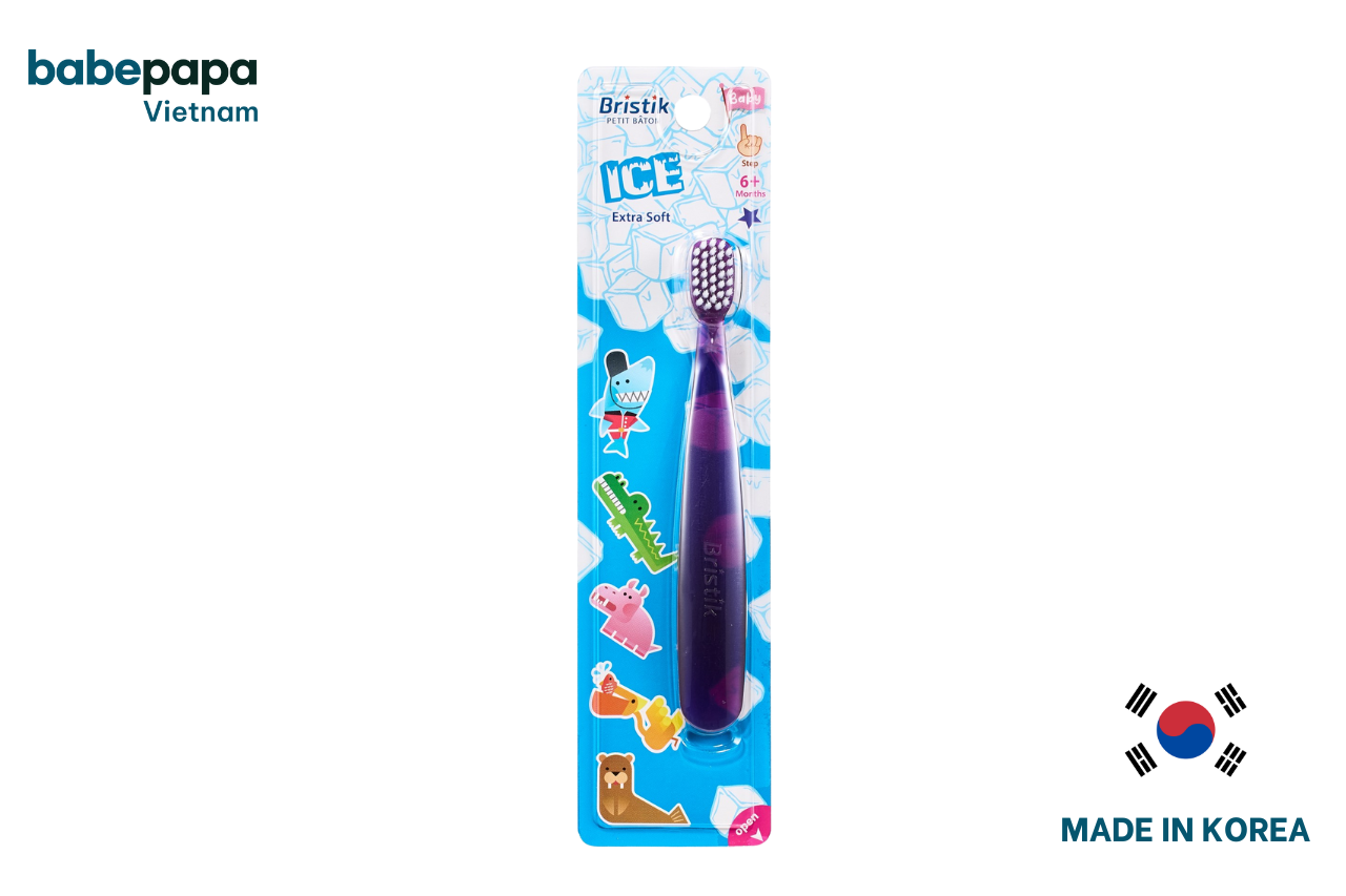 Bàn Chải Đánh Răng Bé Từ 6 Tháng Tuổi Bristik ICE Step 1 – Màu Tím