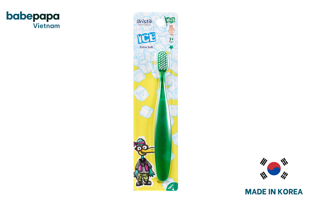 Bàn Chải Đánh Răng Bristik ICE Step 2 Cho Bé – Màu Xanh Lá